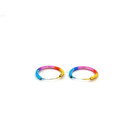 Unbranded Jewelry - 925 Sterling Silver Hoops Multi Color Earrings